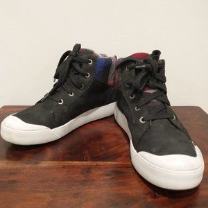 Keen Elena Mid Black Leather Plaid Lace-Up Winter Boot Shoes Womens Size 8.5